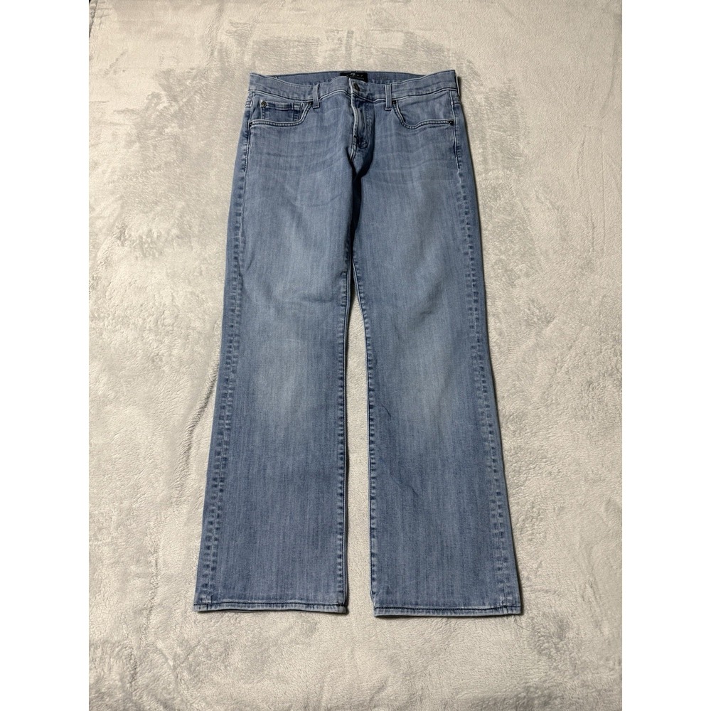 7‎ For All Mankind Brett Jeans Mens 32x28 Blue Medium Wash Bootcut Stretch Denim